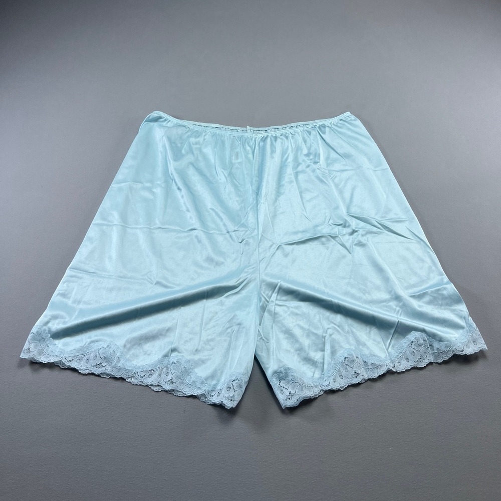 Vintage Montgomery Ward Culotte Slip Womens XL Light Blue Lace Trim Sleepwear